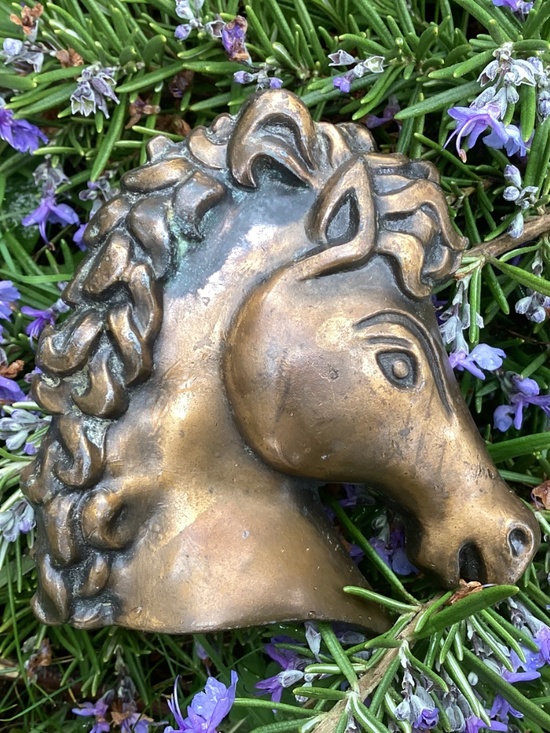 Amazing Vintage Large Heavy Bronze Cast Horse Head Belt Buckle? main image 5